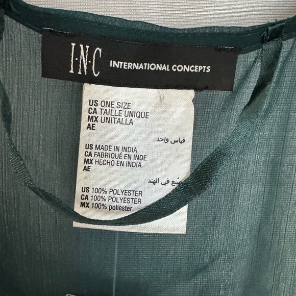 INC International Concepts Deep Green Sheer Kimono Cover-Up NWT - Picture 5 of 7